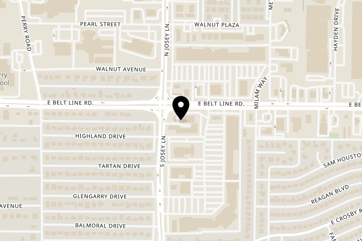 Map showing the location of Hon Sushi on 1902 E Belt Line Rd in Carrollton